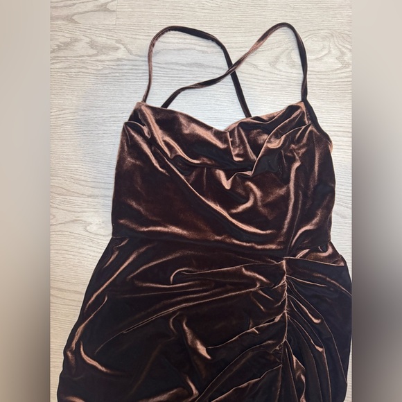 Amanda Uprichard Jasalina Velvet Mini Dress in Cocoa brown Size L - Picture 7 of 10